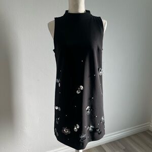 Black Sleeveless Mini Dress with Sequin Accent